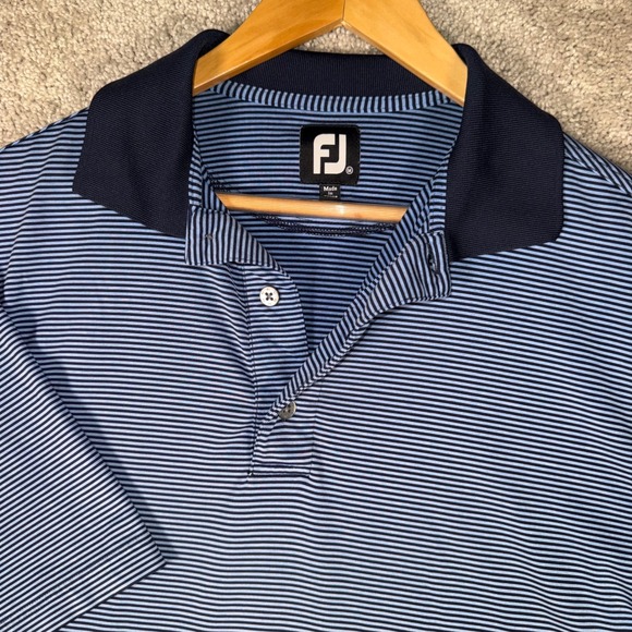 FootJoy Other - FootJoy Men's M Blue Striped Performance Golf Polo Shirt FJ Logo